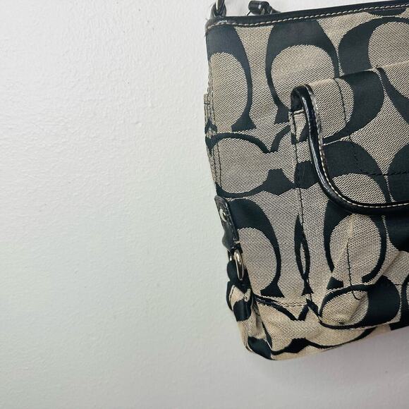 COACH Black Grey C Monogramed Shoulder Purse Crossbody Hand Bag - Picture 7 of 13